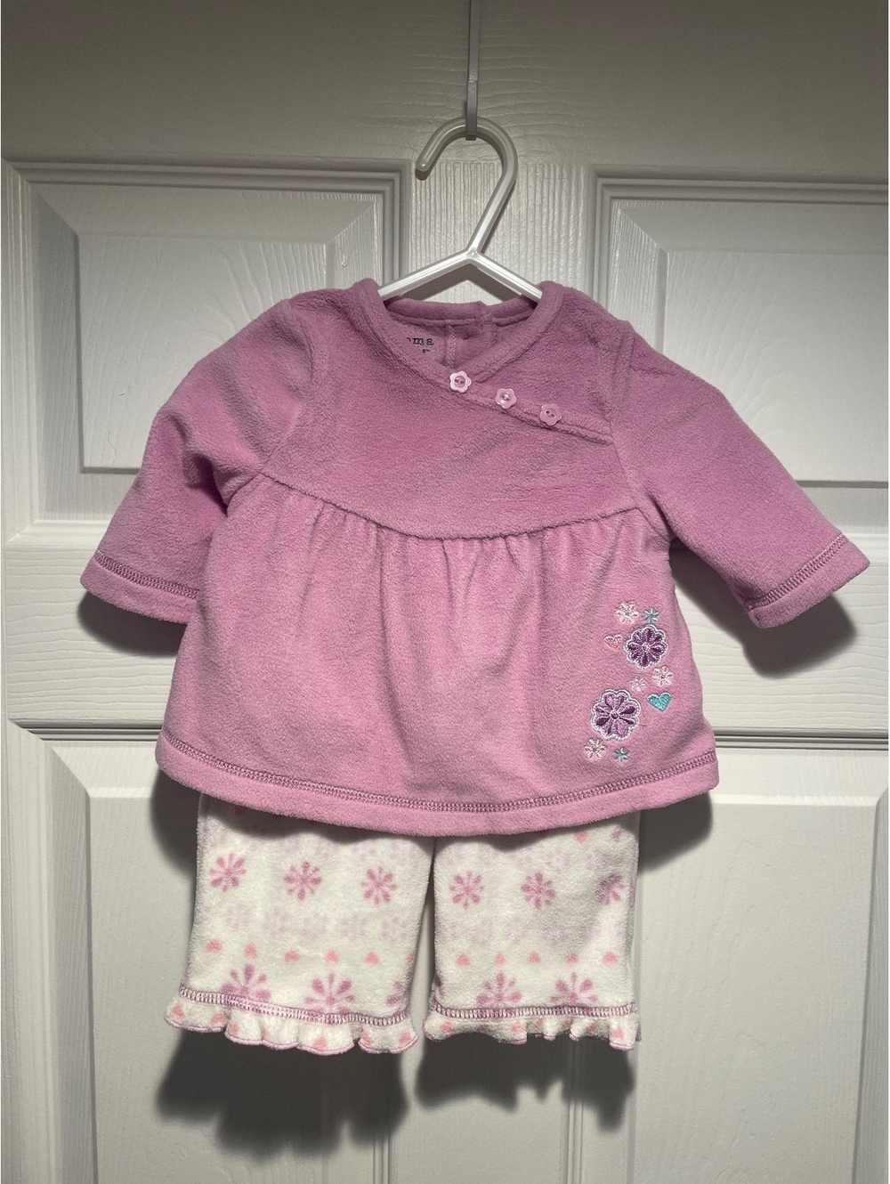 Sonoma Life + Style Baby Girls 2 Pc Fleece Outfit Lilac Floral 0-3M Top Pants